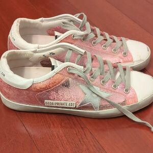 Golden Goose Pink and White Sneakers